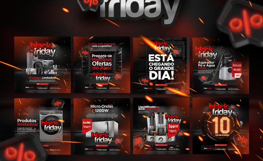 Pack de Artes Exclusivas de Black Friday — 8 Artes Profissionais para Impactar no Feed